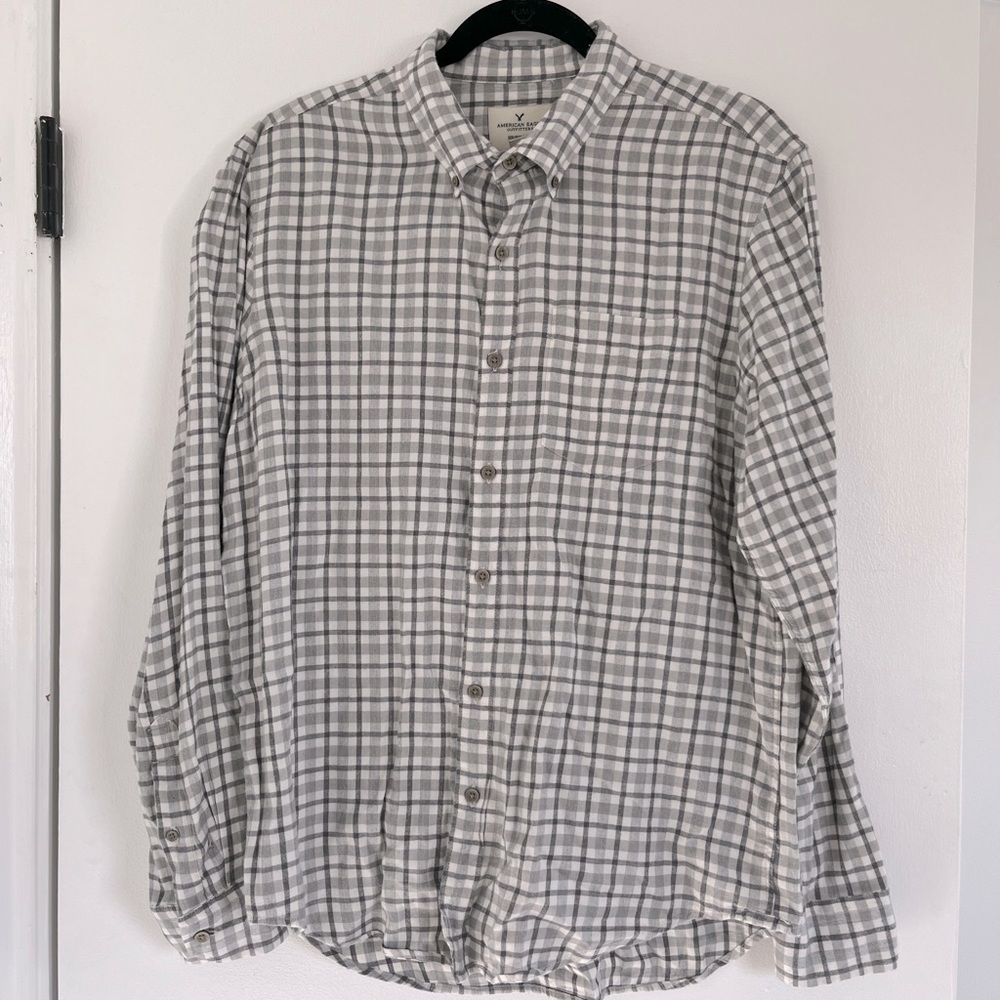 American Eagle seriously soft regular fit button up plaid shirt